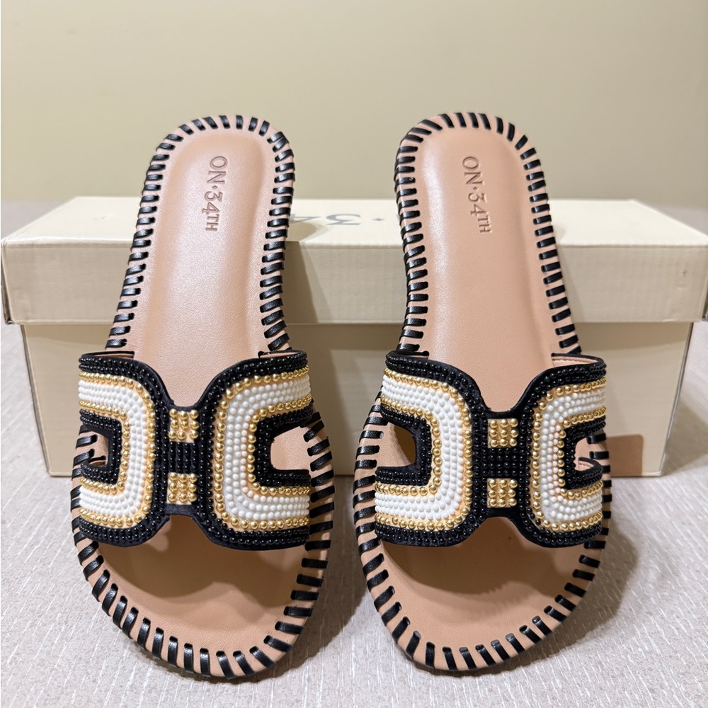 On 34th Mansi Beaded H-Band Flat Sandals